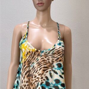 Vibrant Animal Print Spaghetti Strap Dress